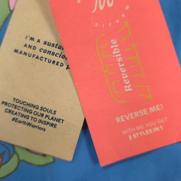 Maaji One Piece Swimsuit Maya Blue Tiki Plunge Reversible Floral Racerback - Picture 12 of 14